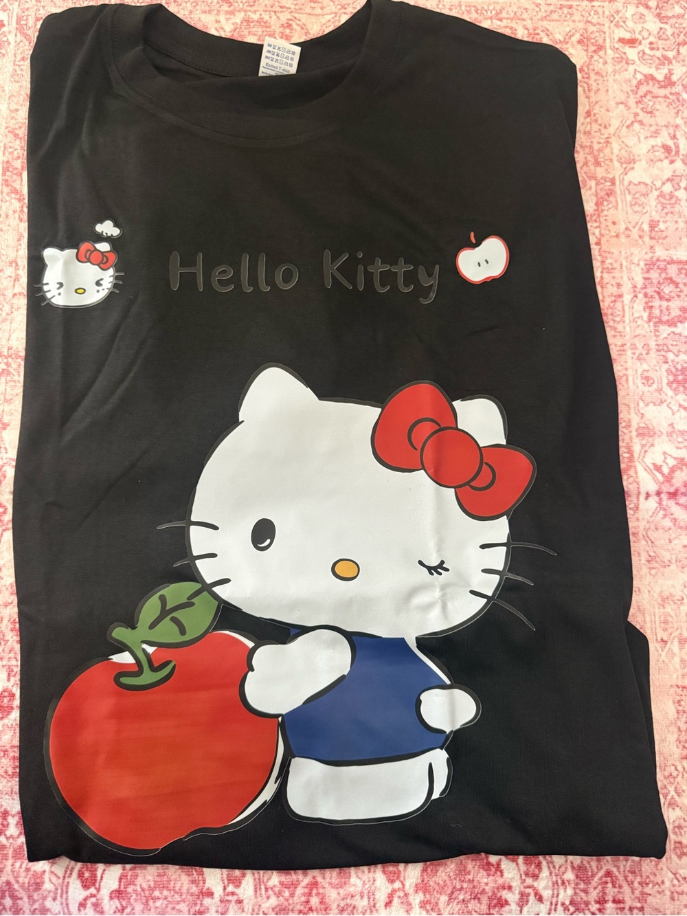 Hello Kitty Black Tee with White Neck Label